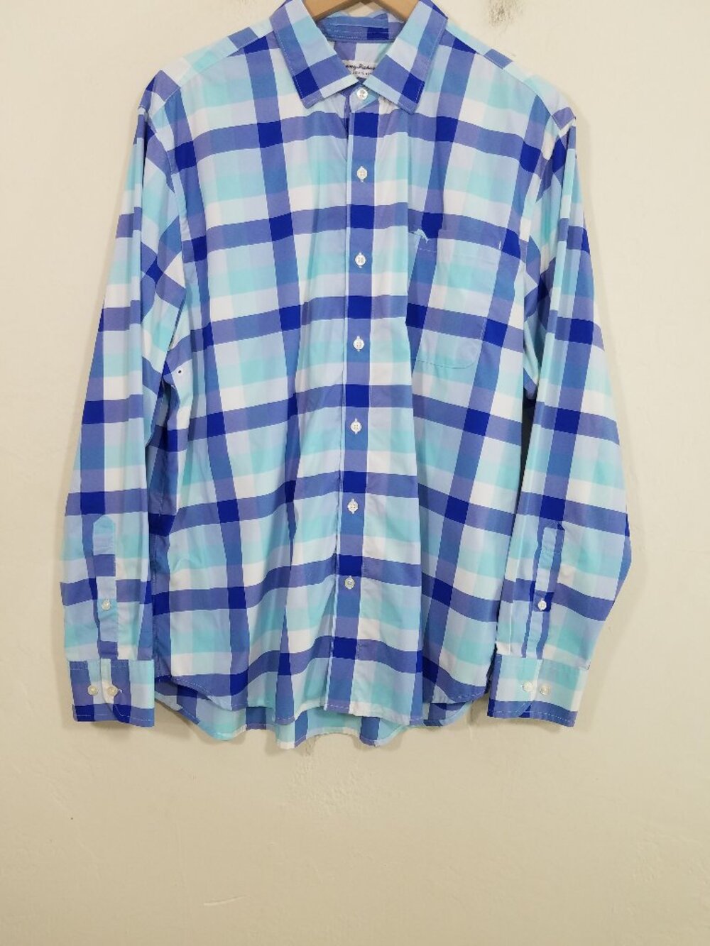 Tommy Bahama Nylon The Siesta Key Plaid Button Down Shirt Long Sleeve Size L